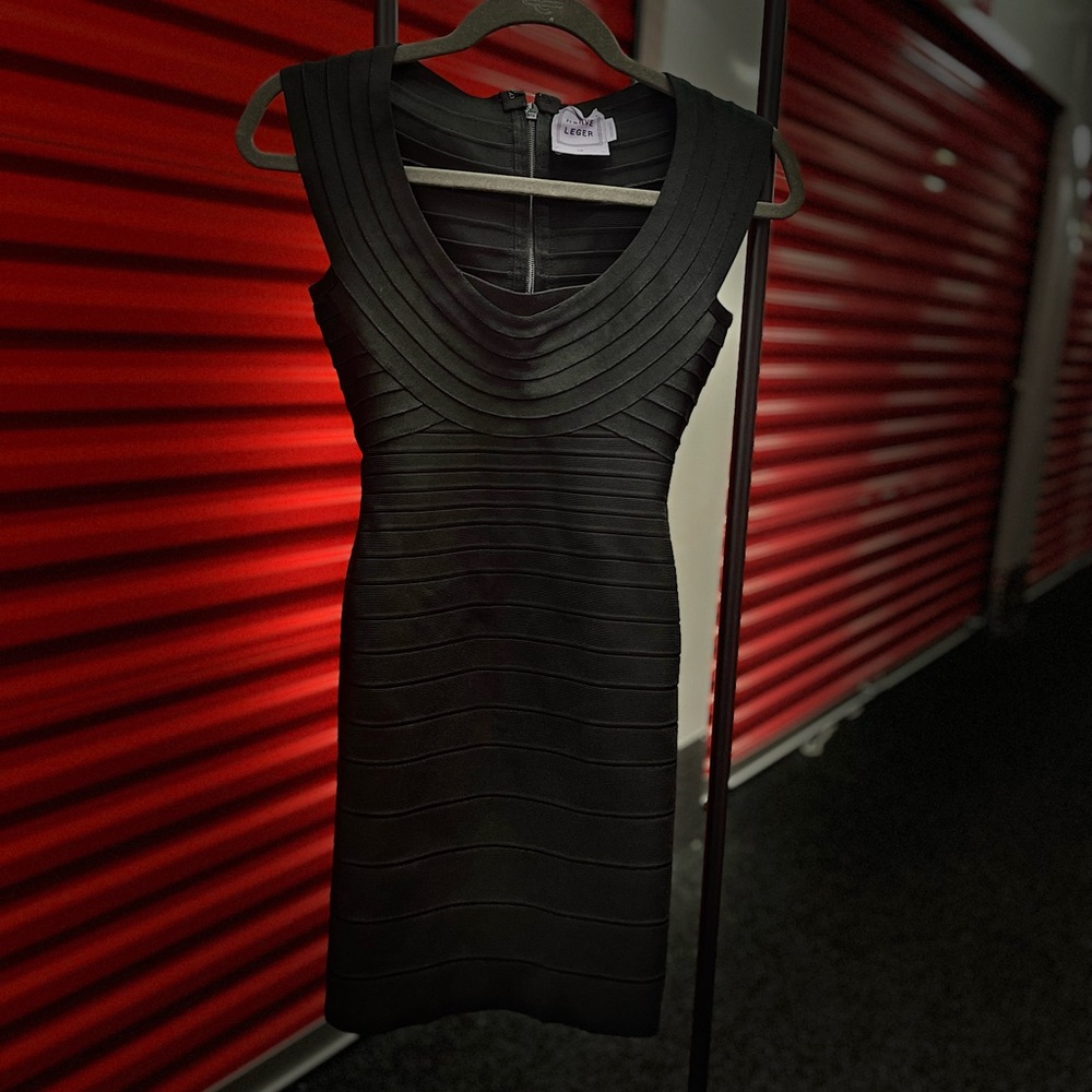 Black AUTHENTIC Herve Leger bandage dress in excellent condition.
